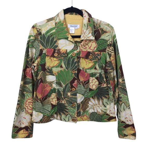 Coldwater Creek Cottagecore Floral Collared Nature Lightweight Cropped Jacket S - Picture 1 of 13